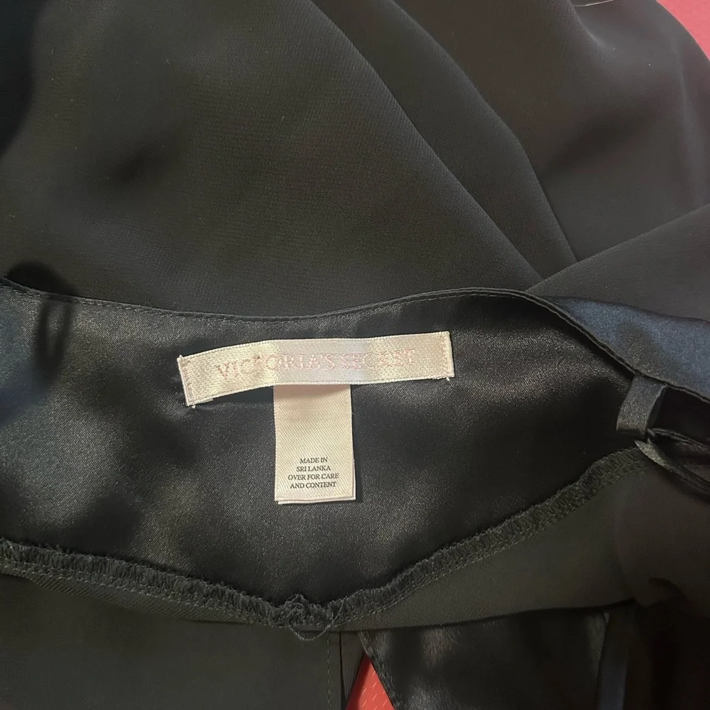 Y2K vintage Victoria’s Secret satin tie front babydoll top black 1999 size small - Picture 3 of 8